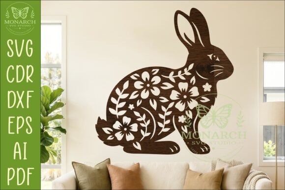 Download Floral Rabbit Wall Art SVG, Bunny Lover - Love Collection