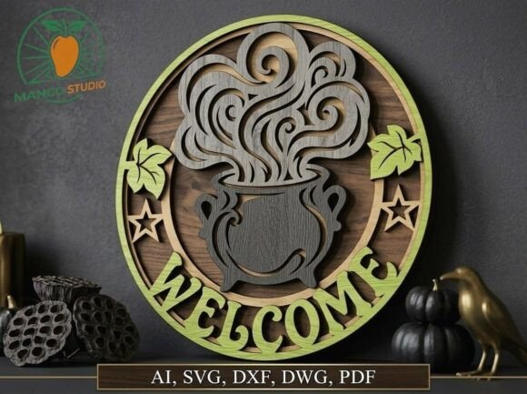Download 3D Halloween Welcome Sign Laser SVG - Sign laser svg Collection