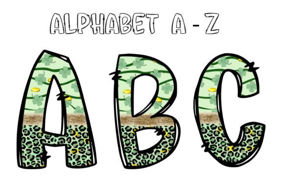 Download St Patricks Alphabet Doodle Clover Coin - Love Collection