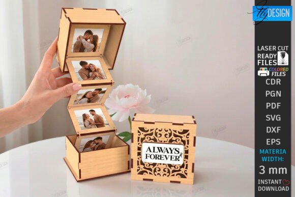 Download Wooden Love Photo Memory Box Laser Cut - Love Collection