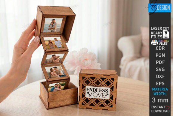 Download Wooden Love Photo Memory Box Laser Cut - Love Collection