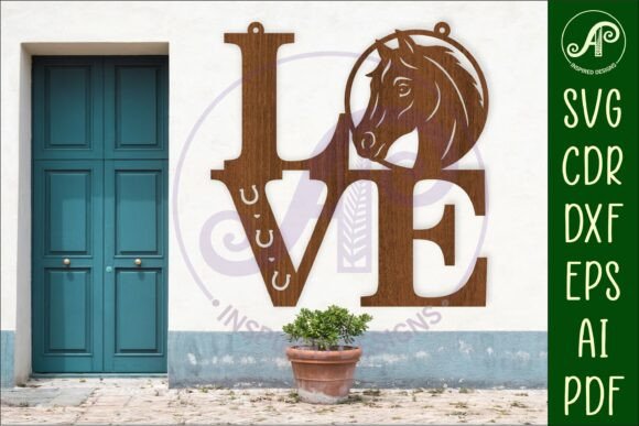 Download Love Word with Horse Theme Wall Art Sign - Love Collection